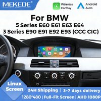 Écran multimédia automobile sans fil CarPlay Android Auto tactile 8,8 pouces pour BMW Série 3 E90 E91 E92 E93 Série 5 E60 E61 GPS