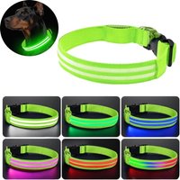 Adjustable Light Up Dog Collar Flashing Light Nylon Material LED Glowing Dog Neck Ring Waterproof Quick Release Buckle
