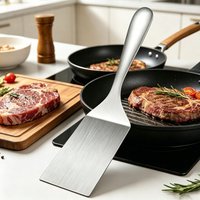 Stainless Steel Flat Shovel Suitable for Teppanyaki Steak Pancake Cooking Durable and Easy To Flip Cooking Multi-purpose Spatula