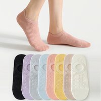 8 Pairs Women Cotton Invisible Socks Spring Summer No Show Striped Candy Colors Breathable Silicone Non-slip Casual Boat Socks