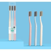 3-Pack Adult medium to hard manual toothbrush Matte handle Nylon bristle brush headextra harder for deep cleaning