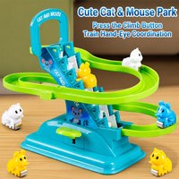 KNYYSECQ Track slide cat mouse chase climb stairs tabletop game parent-child interactive puzzle boys and girls children's toys