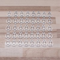 IFOCUS 40pcs/Lot Peace Symbol Charms For DIY Jewelry Making Zinc Alloy 13x10mm/0.51x0.39inch