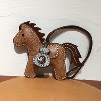 First Layer Cowhide Horse Shape Pendant Get Rich Soon Bag Charm Car Keychain Ornament Chinese Zodiac Horse