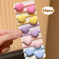 10pcs Heart-Shaped Hair Ties Fashionable Girls Gift Essential Daily Outfit Accessories Love Day Ribbon Hair Bands