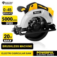 7-inch Cordless Circular Saw 5000rpm Brushless Woodworking Saw 45-degree Cutting Angle Adjustment For Dewalt 20V Battery Pin image 4