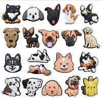 dog head series PVC shoe Charms Slippers Buckle combination Fit Wristbands accessories Decoration Bands gift unisex party
