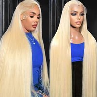 44 46 Inch 13x4 HD Lace Front Wig 613 Blonde Colored Straight Human Hair 200 Density 13x6 Transparent Full Lace Frontal Wigs