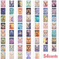 54Pcs Mystical Magic Angel Theme Oracle Cards Self-Healing Watercolor Illustration Inspirational Guide Text Cards for Meditation