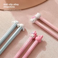 Cute Cartoon Chopsticks Kawaii Cat Design Reusable Japanese Style Tableware Kitchen Dining Set For Women Teens Gift wholesale