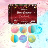 6pcs Christmas Bath Bombs Set, Handmade Fizzy Spa Balls Christmas Bath Salt Ball Set, Fun Relaxing Holiday Gift for Women & Kids