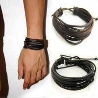 New Exquisite Hand-Woven Wrap Leather for Men Women Charm Bracelets & Bangles Fashion Jewelry Gifts with Braided Rope Detail
