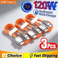 1/3Pcs 120W Charge Cable Type-C To USB Super Fast Charging Liquid Silicone Cable Quick Charge Lines For Xiaomi 17 Huawei Samsung