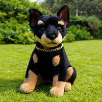 Simulation Doberman plush toy 11.8-inch replica stuffed animal realistic ornaments decorative collectibles