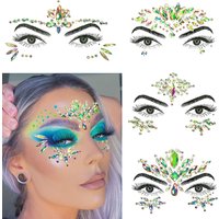 1pc Noctilucent Face Rhinestone Jewels Stickers Glow in Dark Crystal Face Stickers Gemstones Temporary Tattoo for Festival Party