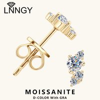 Lnngy Original 925 Sterling Silver Stud Earring Bling Cluster Round Cut Moissanite Earrings Fo Women Delicate Charm Jewelry Gift