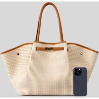 European American Fashion Dump Bag Light Luxury High Quality Pu Leather Tote Bag Niche Designer Straw Bag Versatile Commuter Bag