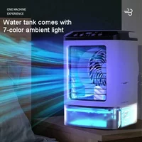 DurableDesktop Air Conditioner Portable Fan Dual Spray Ultrasonic Atomization 3-Speed Mute Air Cooler Night Light Electric Fan F
