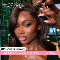WOWANGEL Dark Brown Short Bob Wigs Loose Wave 13x6 HD Lace Frontal Wigs Pre Plucked Lace Melted HD Lace Front Human Hair Wigs