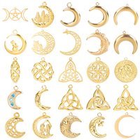 5pcs Wholesale Gold Color Witch Craft Moon Bulk Charms For Jewelry Making Stainless Steel Pendant DIY Accessories Luna Material