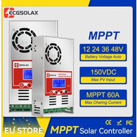 ECGSOLAX MPPT Solar-Laderegler 60A 12V 24V 36V 48V Auto Max PV 160VDC LCD-Anzeige Regler für Blei-Säure- und Lithium-Batterien, Wohnmobil, netzunabhängiges Solarsystem