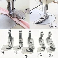 1PCS Industrial Sewing Machine Curved Hemming Foot 1/8",3/16",1/4" Silk Chiffon Skirt Crimping Hem Pull Tube Presser Foot