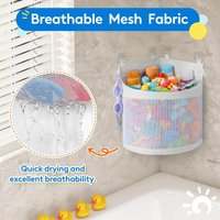 Large Openings Bath Toy Organizer Easy to Access Wall-Mounted Shower Toy Holder for Sorting and Organizing Toys