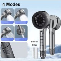 New 4 Modes Shower Head High Pressure Showerhead with Stop Button Filter Water Massage Shower Head Bathroom Accessories