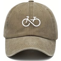 Vintage bicycle printed baseball cap with white geometric design for running, hiking, and casual street style