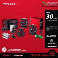 YEVOLT YVGLL4XS-Series Green Laser Level 3/4-Plane 12/16-Line Self-leveling 360 3D/4D Horizontal & Vertical Power Measuring Tool