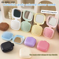 【MA3】Candy Colored Air Cushion Comb Small Size Travel Portable Massage Comb Folding Mirror Comb Women's Hair Brush Styling Tool