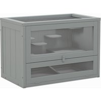 PINGGO Wooden Hamster Cage Mouse Mice Rodent Small Animals Hutch Exercise Play House 60 x 35 x 42cm, Grey