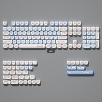 Little Meow MOA Height Keycap MAC Cute Meow Meow Square Sublimation White and Blue Cat Theme Full Set of Keyboard Caps