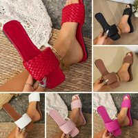 Women's Flat Slides Sexy Fashion Weave Design Non-slip Outdoor Open-Toe Female Sandals Summer Casual Elegant Office-Ladies New
