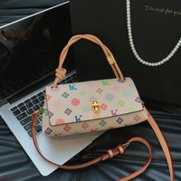 Stylish Monogram Print Handbag with Top Handle, Detachable Strap & Classic Silhouette