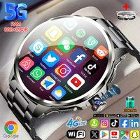 5G/4G Smart Watch 1.95 inch 720*720 AMOLED HD 900W Camera Clock 8GB+128GB RAM 1990mAh GPS WIFI Google APP Smartwatch Android 9.0