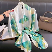 Luxury Satin Silk Scarf for Women New Print Shawls and Wraps Neckerchief Large Hijab Beach Stoles Headscarves Echarpe Bandana