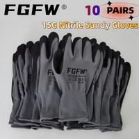FGFW 10 Paar graue Arbeitshandschuhe aus Nitrilschaum, EN388 Level 4, Mechanikerhandschuhe für Autoreparatur, Lager, Industrie