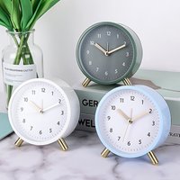 Retro Desk Clock,Round Analog Clocks With Backlight Nordic Silents 4.5 Inch Alarm Clock,For Teens Elders Kids Adult