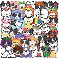 54pcs Color Little Cat Stickers Cute Animal Cartoon Decals DIY Scrapbook Laptop Stationary Waterproof PET Transparent Sticker