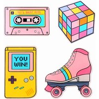 4Pcs/Set Cartoon Game Console Brooches Pin New Cute Roller Skates Rubik's Cube Tape Brooch Lapel Badge Fashion Jewelry for Women