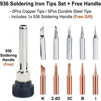 936 Soldering Iron Handle, Durable/Brass Soldering Tips Set, Free Soldering Stand, Helping Hands Third Hand Station