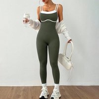 Women One-piece Yoga Jumpsuit With Pads Sleeveless Patchwork Slim Fit Sports Outfit Tights Quick-drying Hip Gym Fitness Clothes