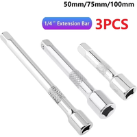 3pcs 1/4 Inch Socket Ratchet Wrench Extension Bar 50/75/100mm Long Bar Steering Sleeve Connecting Rod Socket Extender hand tool
