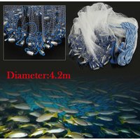 NEW Hand Cast Fishing Net, 14ft Hand Cast Fishing Net Bait Dense Mesh Netting Hollow Sinker Durable 4.2 M Full Spread Mesh