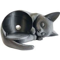 3D Printed Cat Shape Stand Holder For Echo Dot 5Th Gen, Black PLA+ Desktop Organizer Compatible With For Echo Dot 5