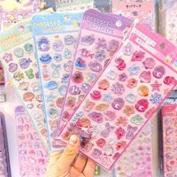 1/4Pcs Kawaii 3D Embossed Ocean Seashell Starfish Crystal Drop Sticker for Scrapbooking Cute Phone Case Decoration Solid Sticker