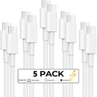 5Pack 60W/3A USB C to USB C Cable For iPhone Pro 15 iPad Mini 6 Pro 2021,iPad Air 4,MacBook Pro 2020,Samsung Galaxy S23 Switch