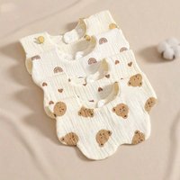 4Pcs Ultra-Soft and Comfortable Baby Bibs, Suitable for Ages 0-3, with Snap Button Design, Washable-Machine Washable, Newborn Gauze Drool Bibs-Waterproof Spit-Up Bibs for Babies, Ultra-Soft Autumn and
