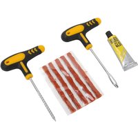 Puncture Studding Plug Flats Set for Cars Motorcycle Automotive Tire Repair Kit T-Hand Tools with 5 Rubber Strips Fix Tire